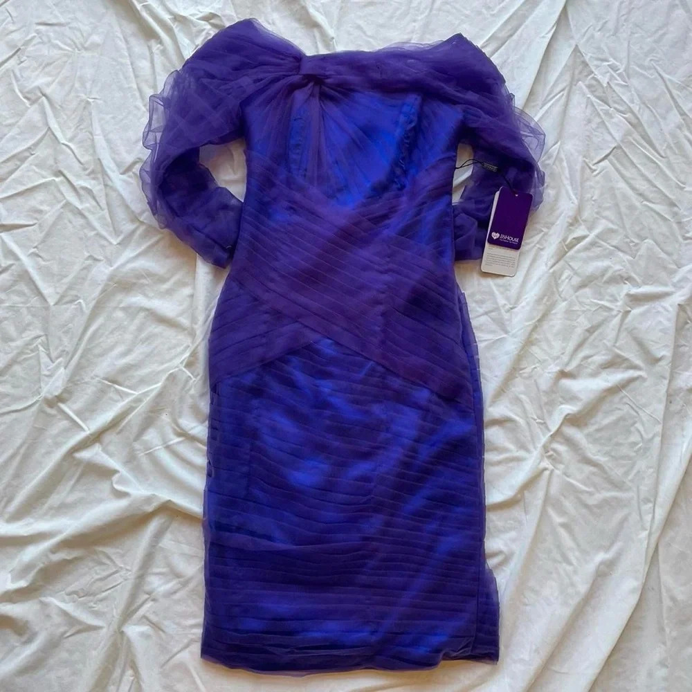 Jj’s House Blue and purple mesh overlay Corset Dress